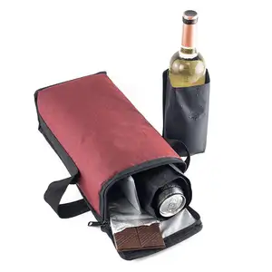 Sac glacière pour bouteille, portable et ultra-mince, avec deux paquets de liquide de glace multifonctions, pour les sacs à dos et les sacs de bière froide durable et le vin