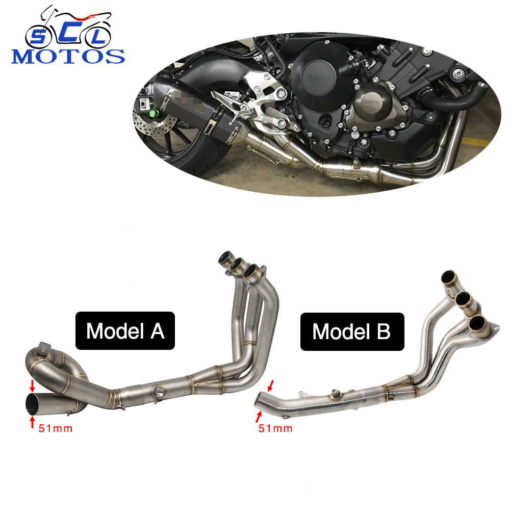 Stainless Titanium MT09 FZ09 Motorcycle Full Exhaust System Front Middle Link Connect Pipe For MT 09 exhaust moto