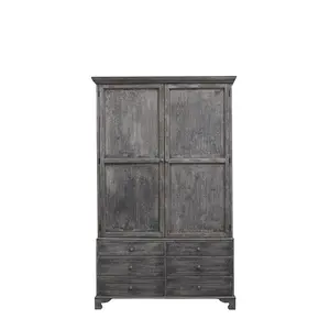 ANTIQUE HOUSE Vintage classic reproduction antique painted distressed grey cabinet recycled solid pine wooden antique furniture