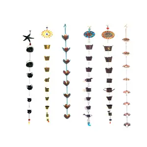 Металлические металлические медные чашки с цепочкой от дождя, банки-бабочки, дождевая цепочка