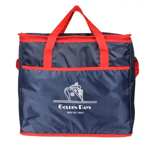 Promotional custom logo print multi-function polyester reusable ice insulated beer cooler wine cooling bag for picnic