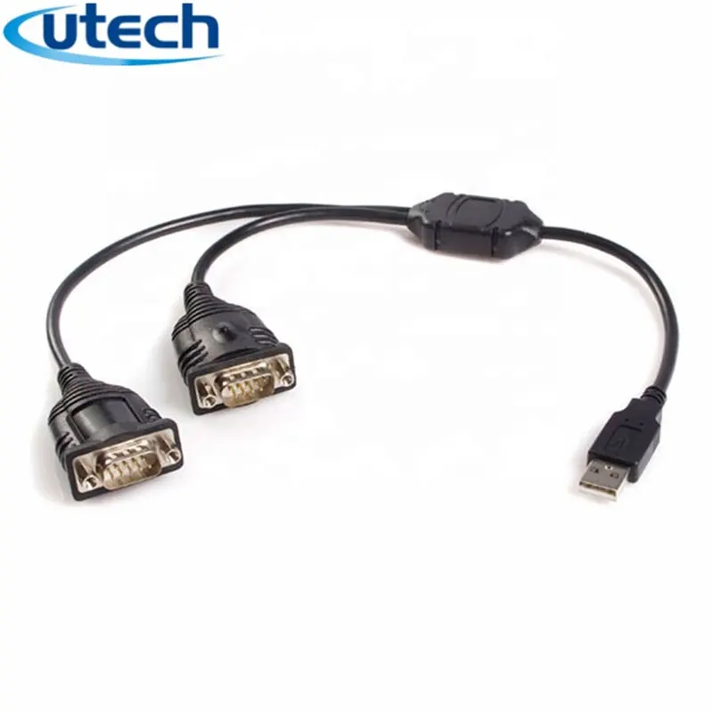 USB Ke 2 RS232 Cable Driver Dual Serial Adaptor HUB FTDI Data Wanita Pria Null Modem Port Program USB untuk dual Serial RS232 Kabel