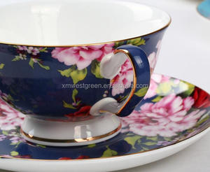 CCM-050 antico di caffè di ceramica tazze da tè e piattini/fine bone insieme di tè della porcellana/porcellana floreale tazze di caffè e piattini set, - Product Image 4