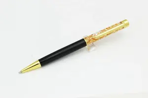 Популярная новинка, индивидуальный логотип, рекламная необычная плавающая шариковая ручка из жидкой золотой фольги с блестками