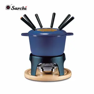 Gietijzeren Emaille Fondue Set Voor Kaas En Chocolade