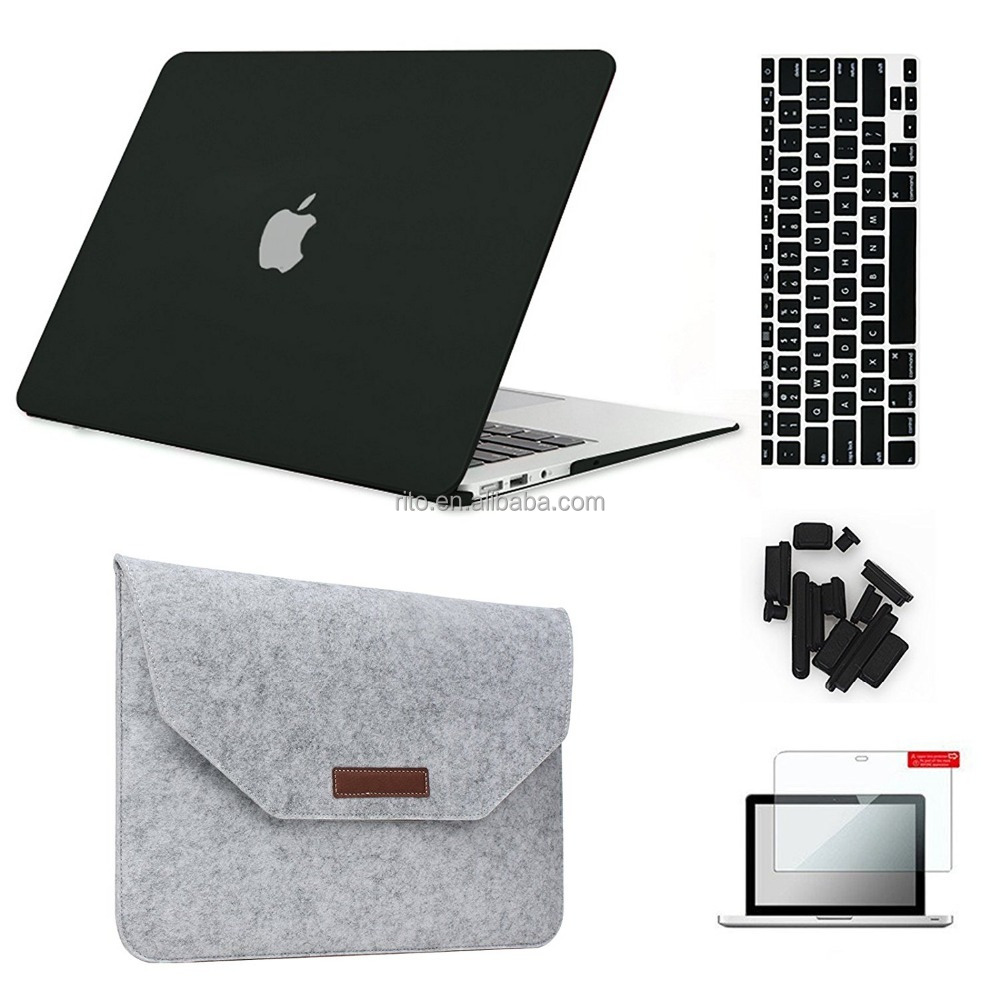 Черный чехол из поликарбоната для компьютера Macbook Air с фетровым рукавом и пылезащитной заглушкой, в деловом стиле