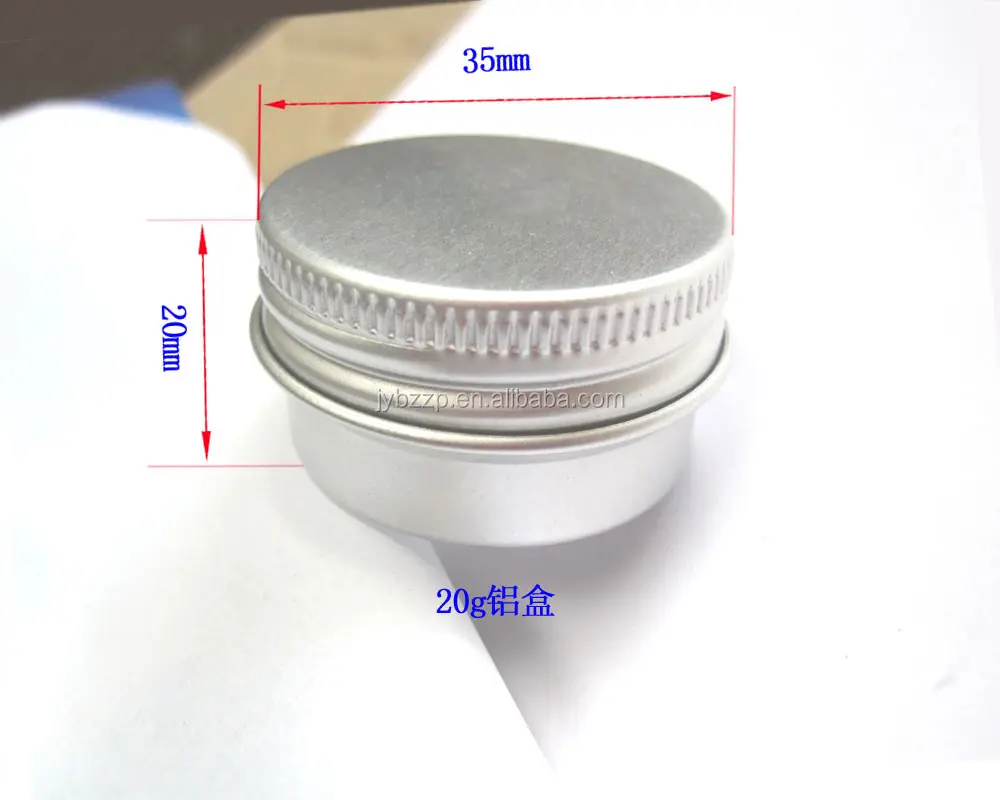 Caixa de alumínio com tampa de parafuso, embalagem pequena de latas de metal de 10g/15g/20g