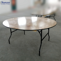 Mesa de Comedor Plegable Redonda Grande y Portátil de Metal para Uso en Exteriores, Banquetes y Granjas, con Superficie de Madera Resistente