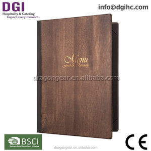 Colorido por encargo cortar de madera de caucho madera cuero carpeta Menú para <span class=keywords><strong>el</strong></span> <span class=keywords><strong>restaurante</strong></span> y cafetería - Product Image 2
