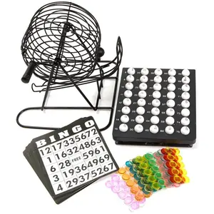 Traditional Bingo Game Set with Metal Bingo Cage