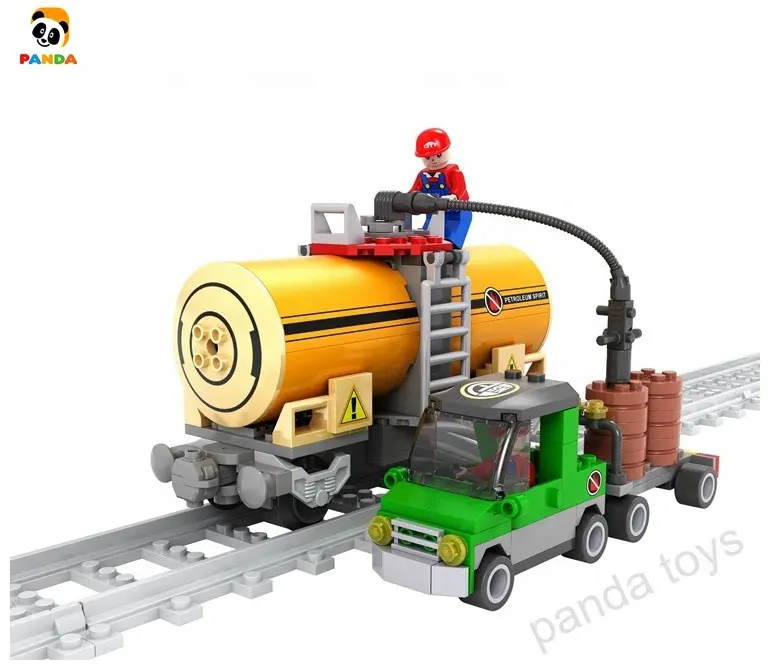ألعاب بلاستيكية للأطفال, ألعاب بلاستيكية لعمل مكعبات بناء على شكل قطار وقود ، لعبة سلسلة القطار والتخييم ، لعبة PA02265