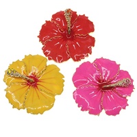Boutons de corsage de mariée en alliage plaqué or avec fleur d'hibiscus hawaïenne magnifique, émail, pour mariage, fiançailles, boucles pour enfants, vente en gros