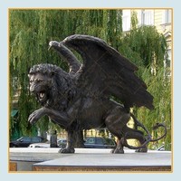 Sculpture de lion ailé en bronze classique, grande, durable, pour l'extérieur, à vendre