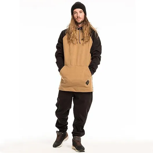 Tan ve siyah unisex hoodies kayak snowboard uzun boylu hoodie