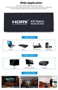 4 dans 2 Out <span class=keywords><strong>HDMI</strong></span> Matrice Avec Optique Coaxial RL Audio Extracteur IR À Distance 1.4 v <span class=keywords><strong>HDMI</strong></span> Switcher <span class=keywords><strong>Splitter</strong></span> <span class=keywords><strong>ARC</strong></span> 4 k x 2 k Pour - Product Image 5