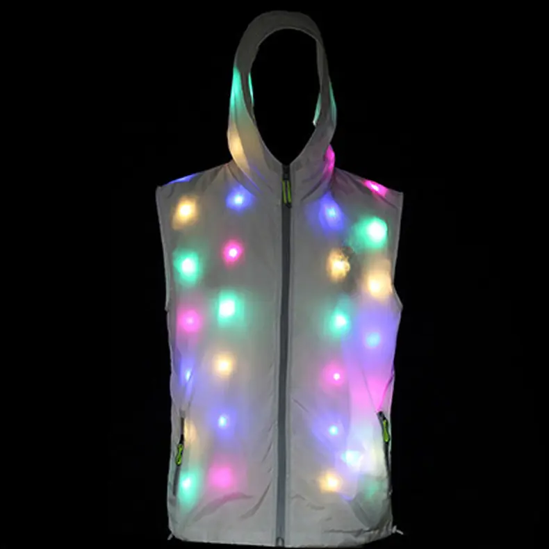 Led Light Jacket Oemtailor LED Light up Jacket Coat Bar Halloween Men White Hip Hop Polyester Fabric Bomber Jacket Printed
