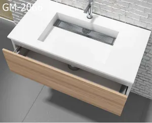 Bathroom Sink Solid Surface Cabinet Basin Artificial Stone Bathroom Vanity Wall Hung Sink