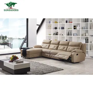 Furnitur Ruang Tamu Sofa Tempat Tidur Kulit, Set Sofa Modern Kulit Asli Bentuk L