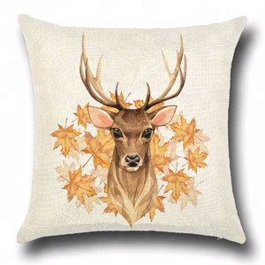 Taies d'oreiller imprimées numériques à <span class=keywords><strong>motif</strong></span> <span class=keywords><strong>de</strong></span> <span class=keywords><strong>cerf</strong></span> Housses <span class=keywords><strong>de</strong></span> <span class=keywords><strong>coussin</strong></span> en faux lin - Product Image 2