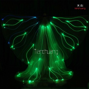 Zancos de Ensueño Fibra Opitc con Disfraz de Mariposa, RF remoto LED ala isis danza traje - Product Image 4