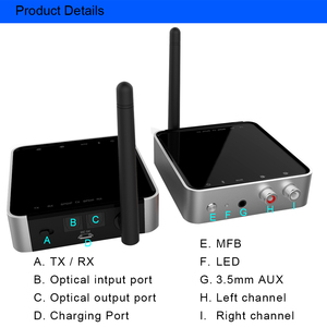 New Arrival HIFI SOUND Range Class I 100meters Range 17 hours V5.0 3.5mm AUX + <strong>SPDIF</strong> aptx low latency External 2.4G antenna Dual Stream - Product Image 6