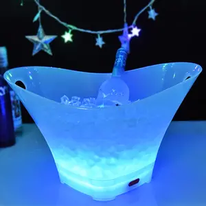 Spezielle Luxus klare Acryl ps Kunststoff Nachtclub Bar Bier Getränk wiederauf ladbare leuchtende LED Eis kübel 12L