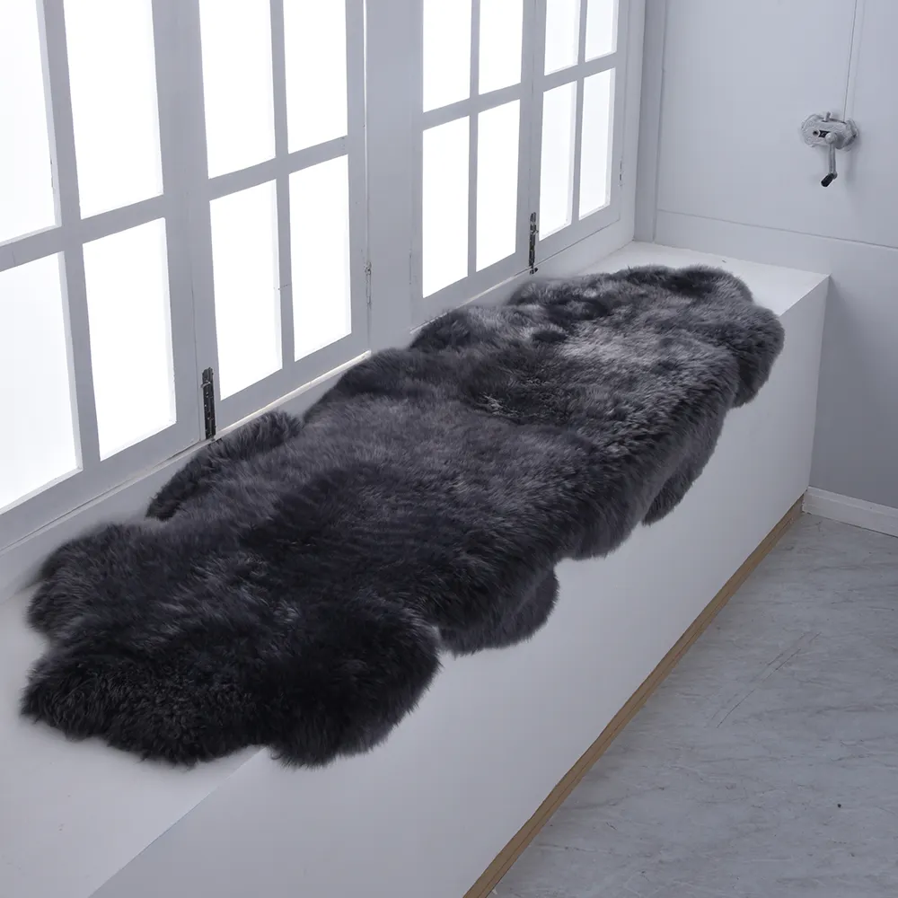 Черная мягкая текстура ворсистый натуральный мех овчина область ковра/ковер, 80*200 см Двойная кожа