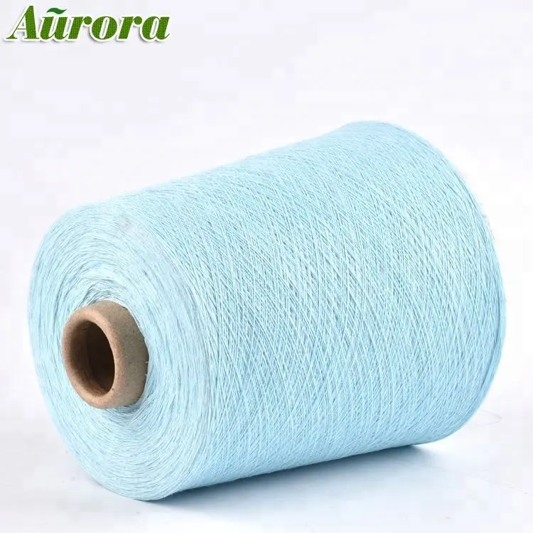 Various color light blue dyed cotton weaving yarn 4S spun polyester yarn for weaving