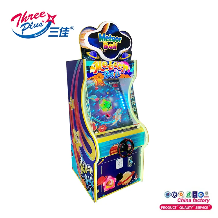 Threeplus 새로운 도착 말레이시아 유성 공 동전 운영 잡기 공 승리 티켓 아케이드 게임 기계