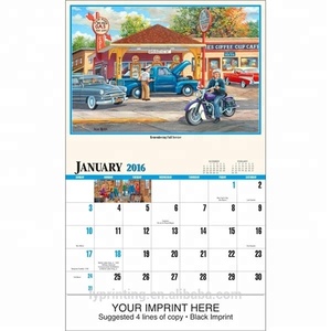 Calendrier de bureau pliable personnalisable, coussin de bureau imprimé, à armature en spirale - Product Image 2