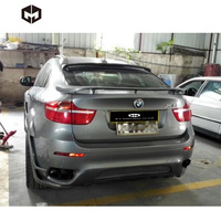 Parachoques trasero delantero de fibra de vidrio, capó, faldas laterales, ala de arco de rueda, luz LED, escape, HMStyle, Kit de carrocería para BMW X6 E71
