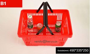 Cesta de Compras Apilable de PP de 20L, Azul y Roja, Personalizada por Berys, para Frutas y Verduras, con Asa -5 45 - Product Image 5