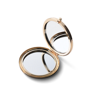 Petits miroirs compacts ronds Miroirs de poche compacts pliants en métal plaqué or