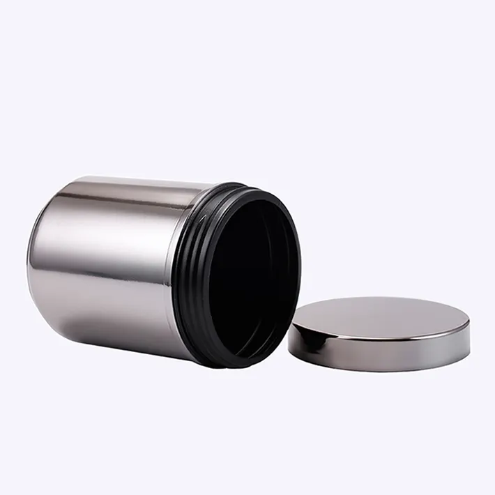 Bột Tròn Chai Nhựa Chrome Jar 16 OZ Lọ Nhựa Bao Bì Thực Phẩm Đen Jar