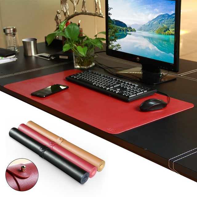 Customized Size Soft Pu Leather Table Mat Large Size Mouse Pad Desk Pad
