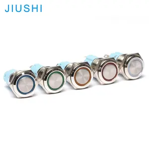 A16-11DT Metal 16mm 5 Pins Ring LED Latching Push Button Switch Red Green Blue White Color 6v12v24v