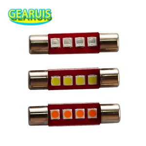 Festoon-luces LED para espejo de tocador T6.3, 28MM, 31MM, 4 SMD, 3030, para Interior de coche, 12V, blanco, azul, rojo