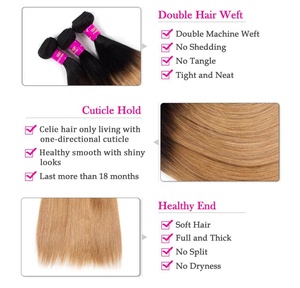 Jockcelie — Extensions de cheveux, tissage vierge de bonne qualité, couleur ombré 1B/27, vente en gros - Product Image 6