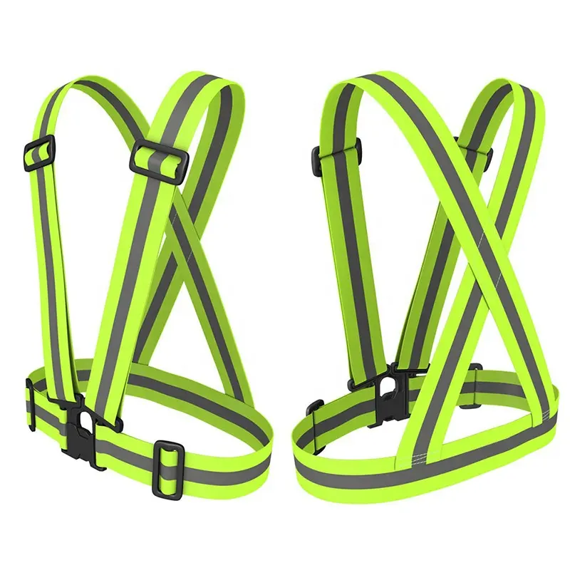 High visibility reflective safety vest adjustable buckle fluorescent traffic security warning elastic belt