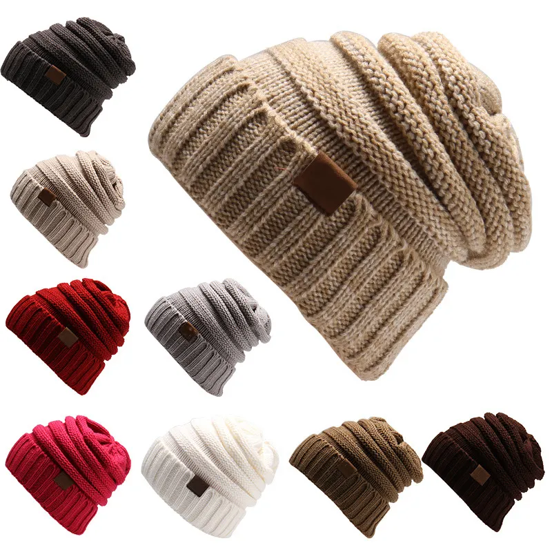 Acrylic mens beanie custom logo slouchy knit winter plain beanie hat knitting