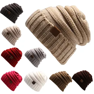 Gorro de acrílico para hombre, logo personalizado, tejido slouchy, liso, para invierno, tejido