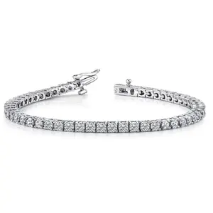 2.5mm Moissanite diamond fancy white gold hand chain bracelet design for girls