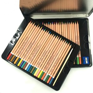 Ensemble de couleurs OEM Boîte en fer blanc 48 crayons de couleurs 48 crayons de couleur Pro crayons naturels professionnels solubles dans l'eau en bois enduits