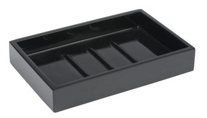 <span class=keywords><strong>Plateau</strong></span> d'hôtel en résine noire brillante à un seul niveau pour les articles de toilette de salle de bain 5 étoiles, pour la cuisine, le bureau ou le salon - Product Image 3
