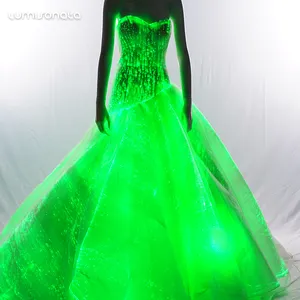 Fashion design led wedding dress luminous fiber optic wedding dress wholesale