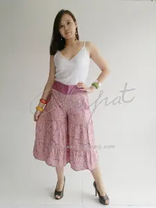 女性设计师卡普里裤泰国人造丝传统裤装