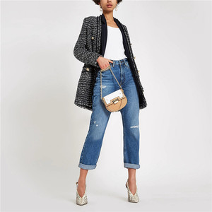 Service D'OEM dames bleu clair maman denim jeans classique lavé denim pantalon pour les femmes - Product Image 6