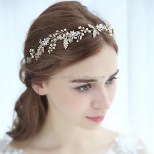 Reine Handgemachte Big Kristall Frauen Perle Haarschmuck Stirnbänder Hochzeit Braut Princess Kopfstück