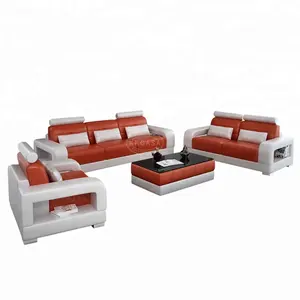 Modern Latest Living Room 123 shape sectional sofa Italian Leather Sofa Design Foshan Furniture Market