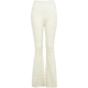 Pantaloni da <span class=keywords><strong>spiaggia</strong></span> lunghi da donna in cotone lavorati all'uncinetto fatti a mano - Product Image 2